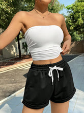 Solid Color Bandeau Top And Shorts Set